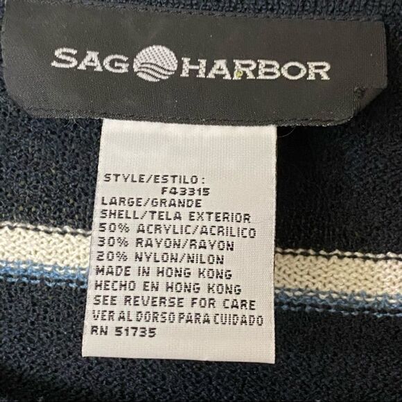 Sag Harbor Striped Blue Cardigan Set Size Large - Picture 4 of 5